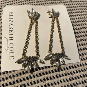 Elizabeth Cole Navette Cluster Drop Earrings Swarovski Crystal 24kt Plating